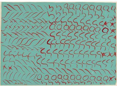 Verderosso - tempera alla caseina su carta, 1964, cm 35x48