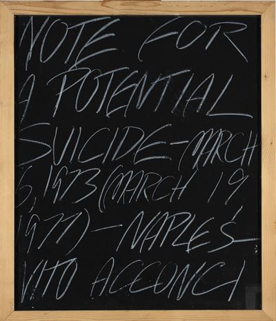 Note for a potential suicide, gessetto su cartoncino, 1973