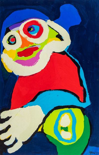 Clown - tecnica mista e olio su cartoncino applicato su tela