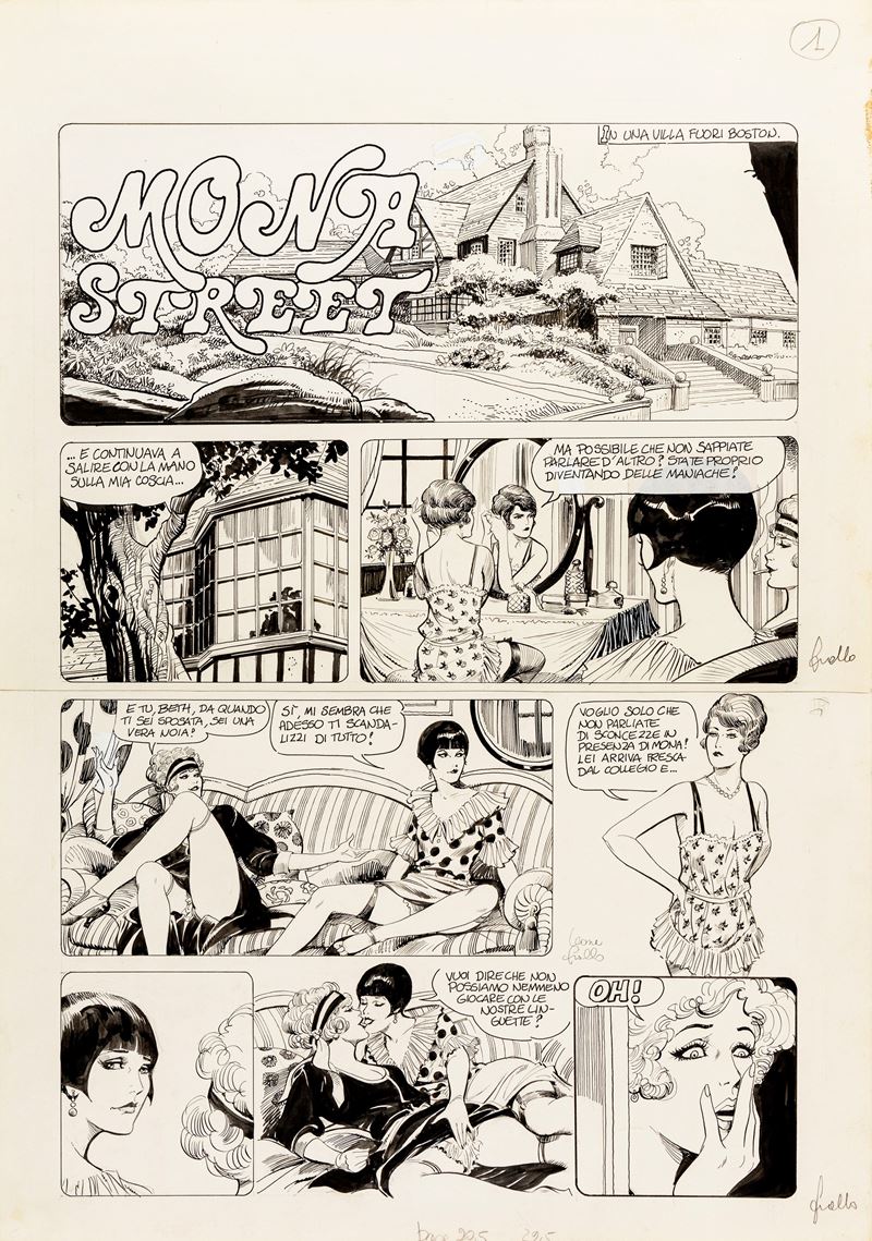 Leone Frollo - Entra in scena Mona Street, matita e china su cartoncino