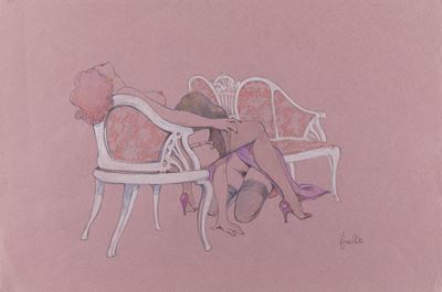 Mona Street - Matita e pastelli su cartoncino lilla