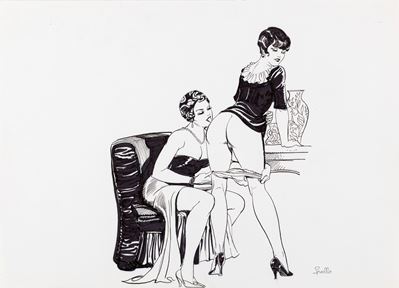 Il club di madame, matita e china su cartoncino