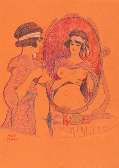 Riflessi - matita e pastelli su cartoncino arancione