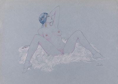 Cipria - Matita e pastelli su cartoncino grigio, 34 x 24 cm