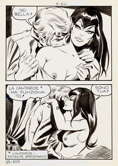 Lucifera - Sabba, matita e china su cartoncino, 1972