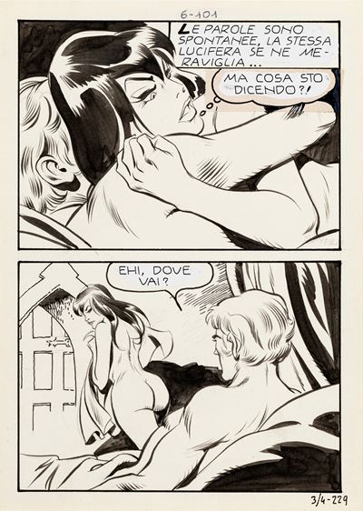 Lucifera - Sabba, matita e china su cartoncino, 15 x 21 cm, 1972