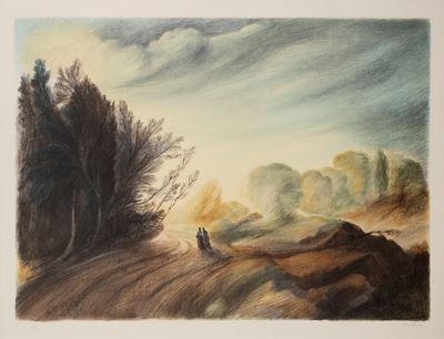 Paesaggio, litografia a colori (es. 60/90)