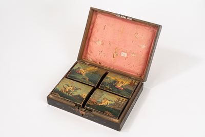 Scatola in Legno Laccato e Dipinto, Secolo XIX