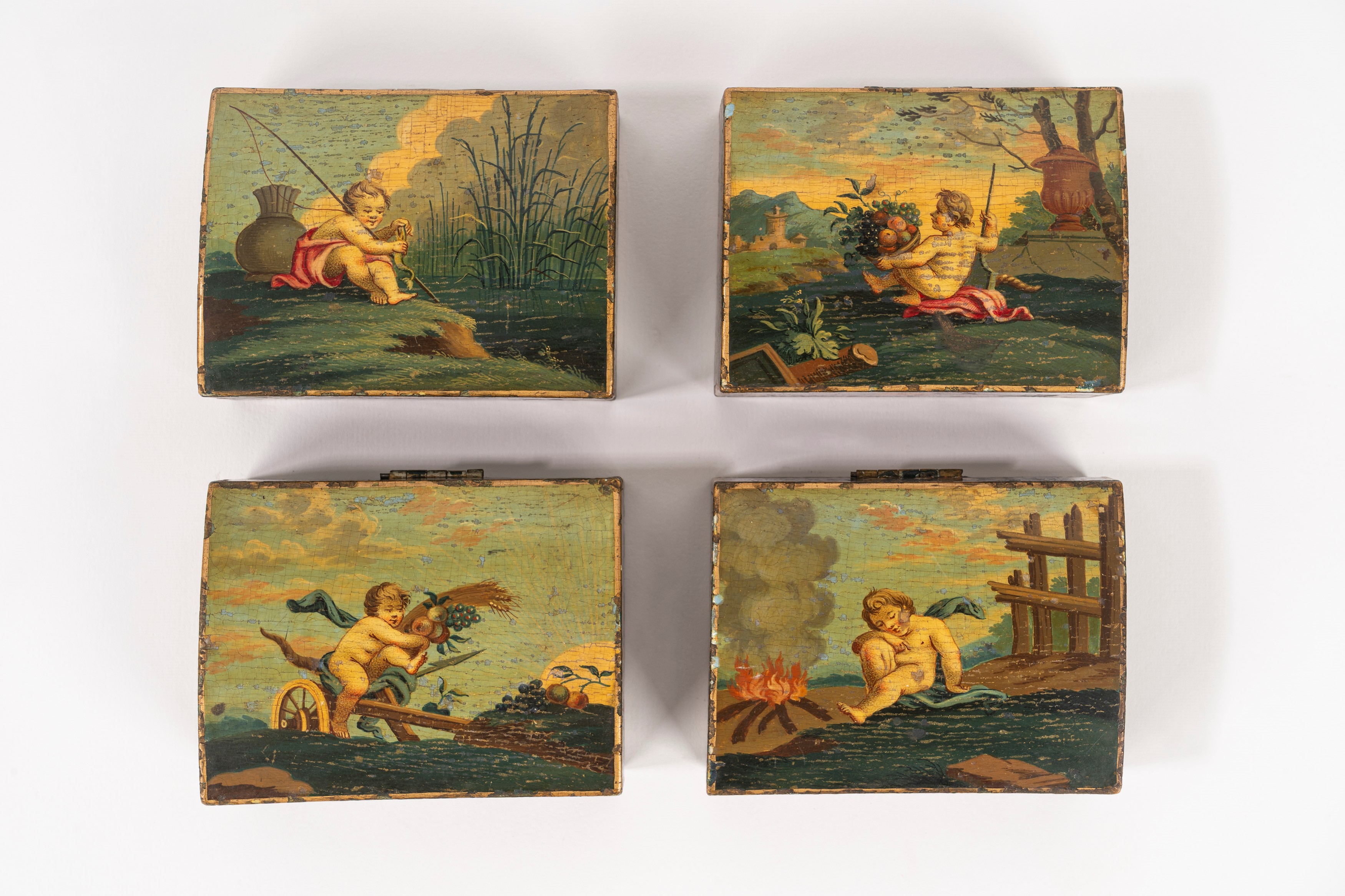 Scatola in Legno Laccato e Dipinto, Secolo XIX