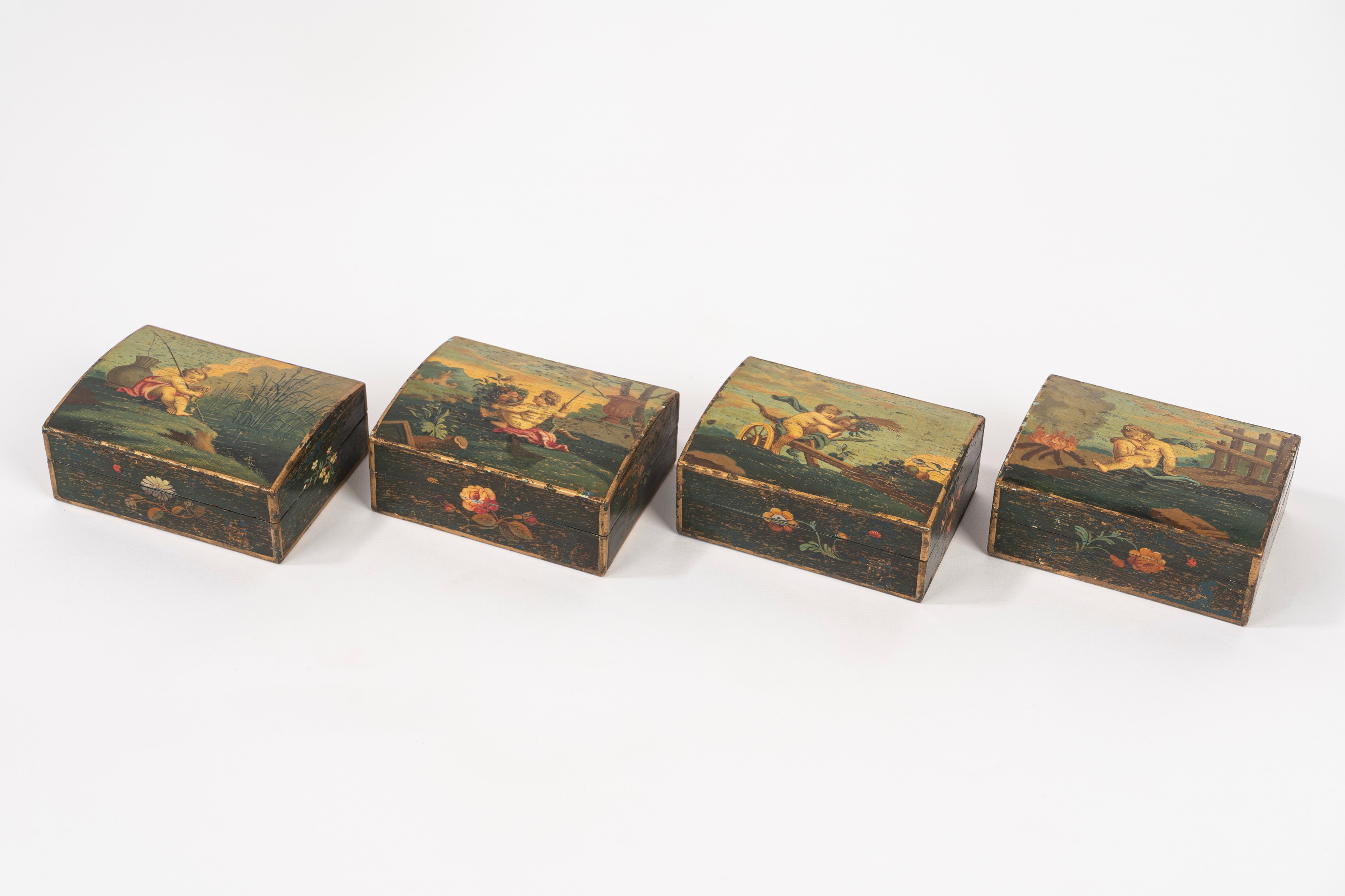 Scatola in Legno Laccato e Dipinto, Secolo XIX