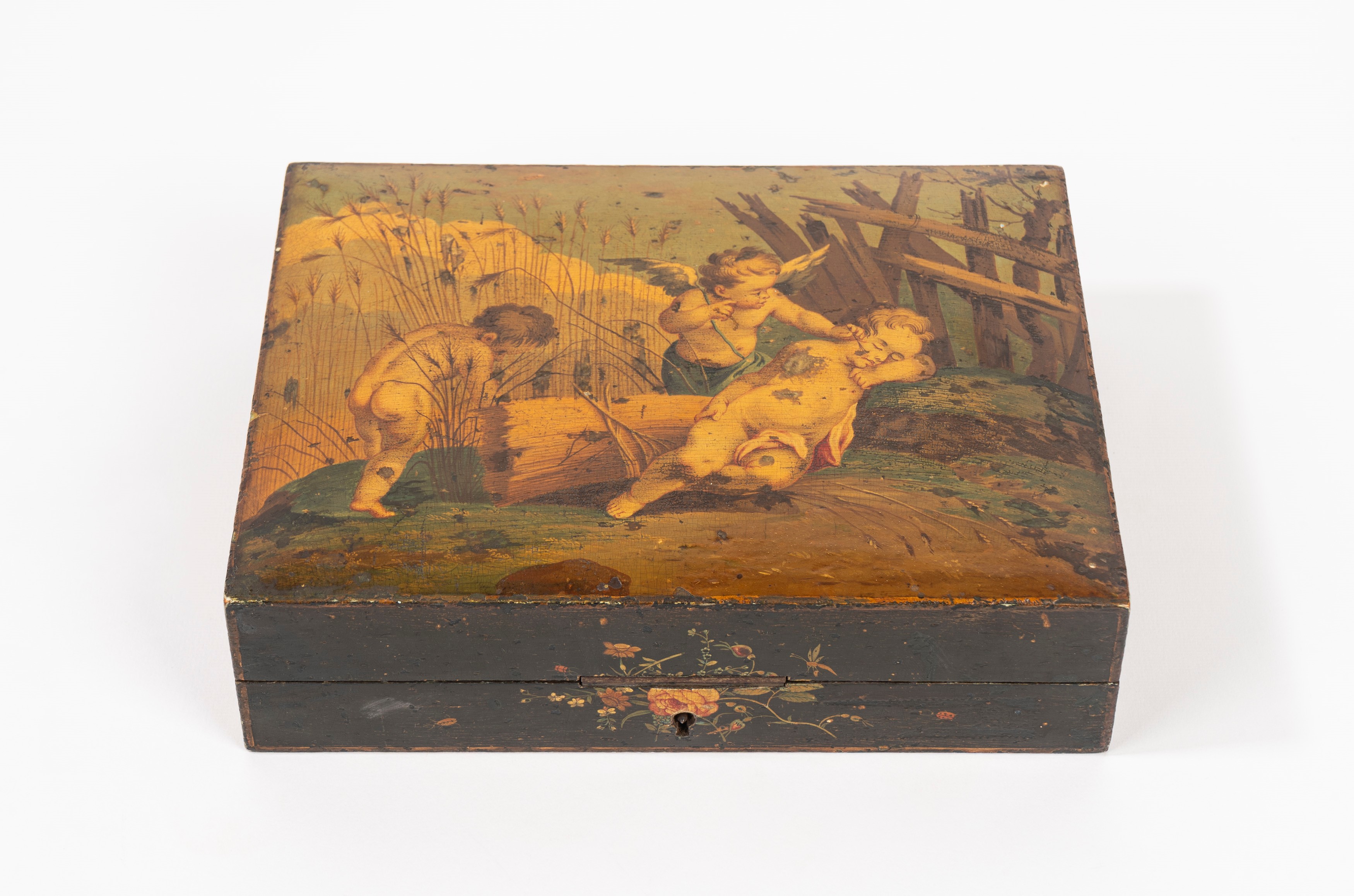 Scatola in Legno Laccato e Dipinto, Secolo XIX