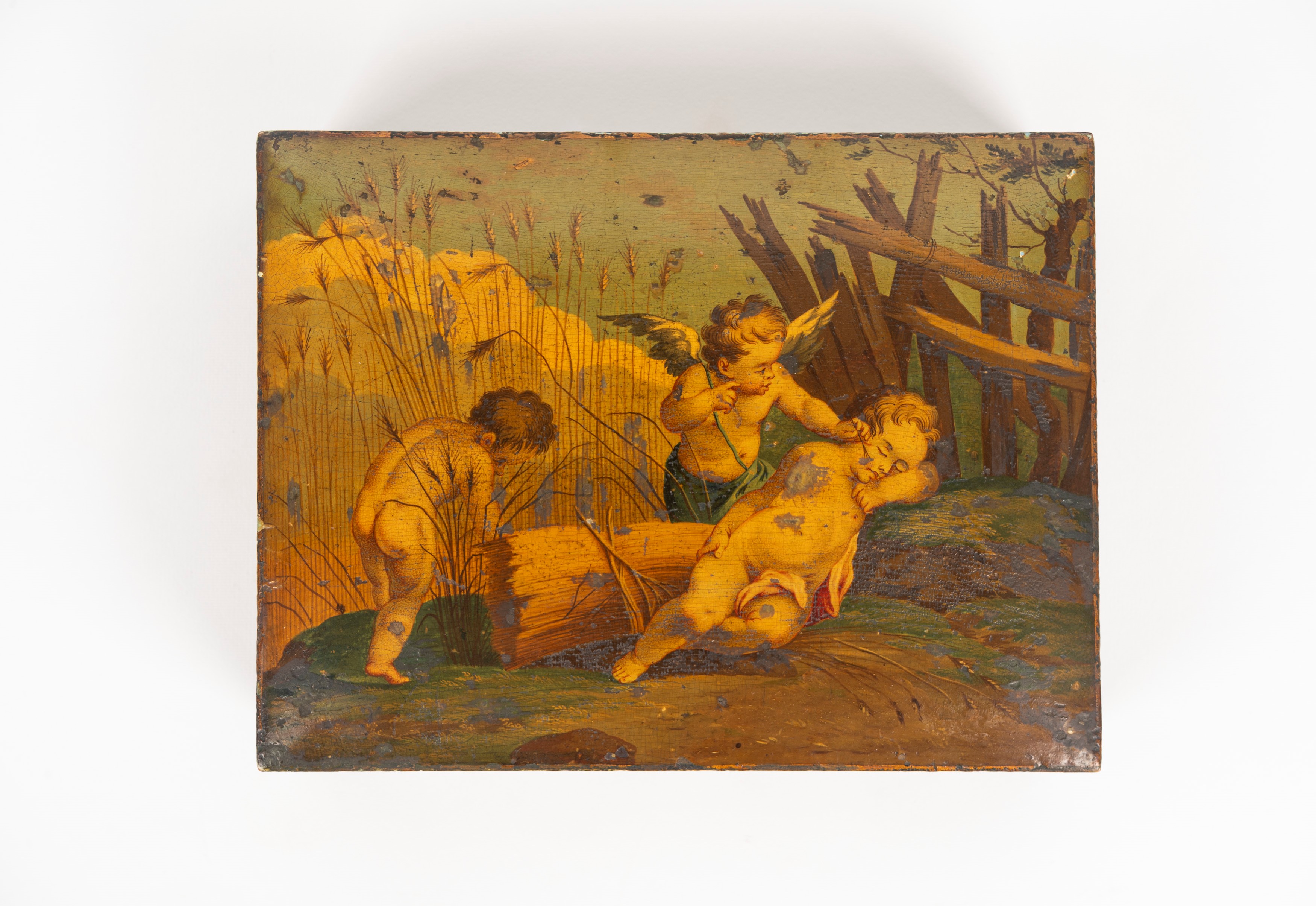 Scatola in Legno Laccato e Dipinto, Secolo XIX