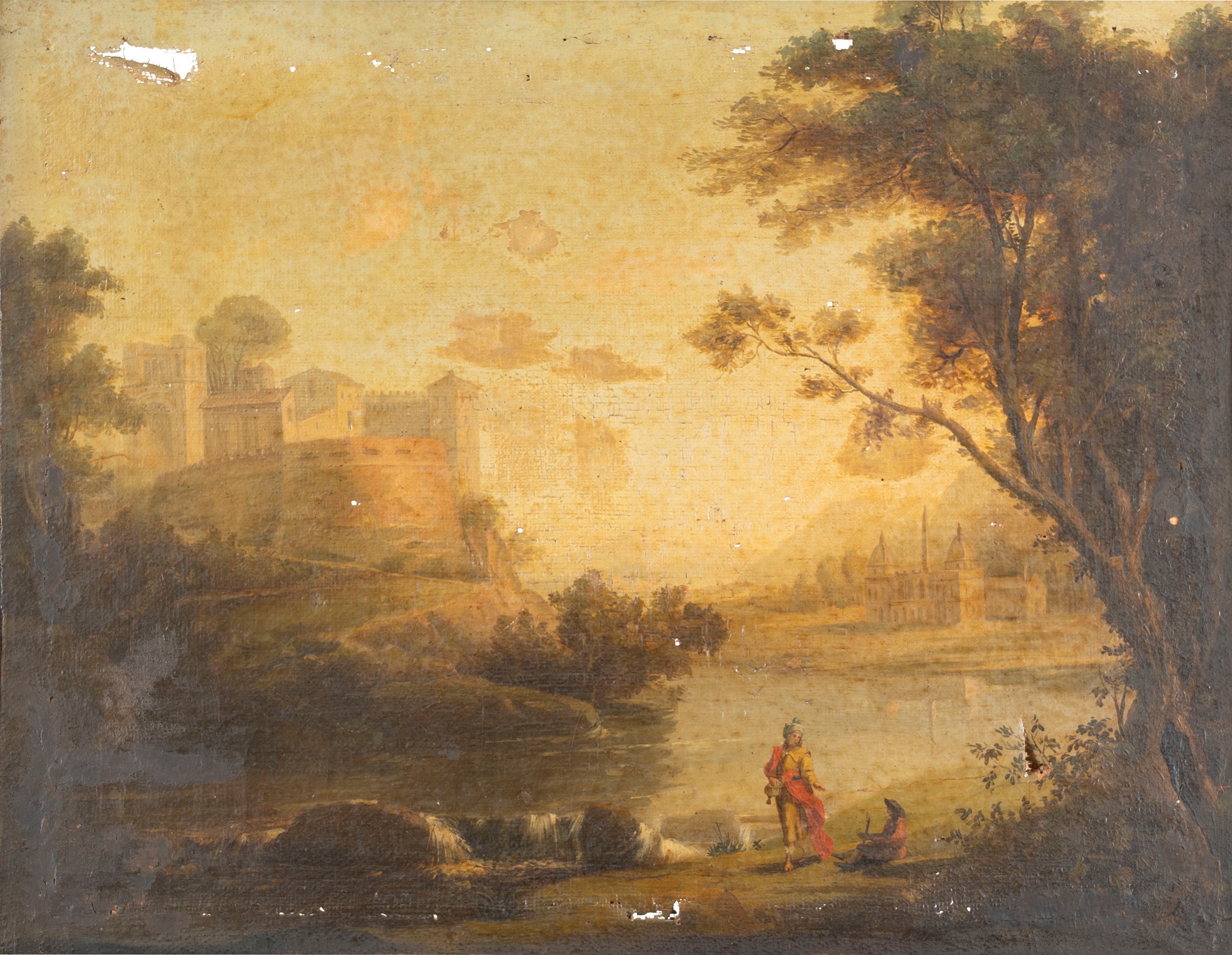 Scuola Italiana, Fine Secolo XVIII - Inizi Secolo XIX - Autore non identificato, Due paesaggi arc...