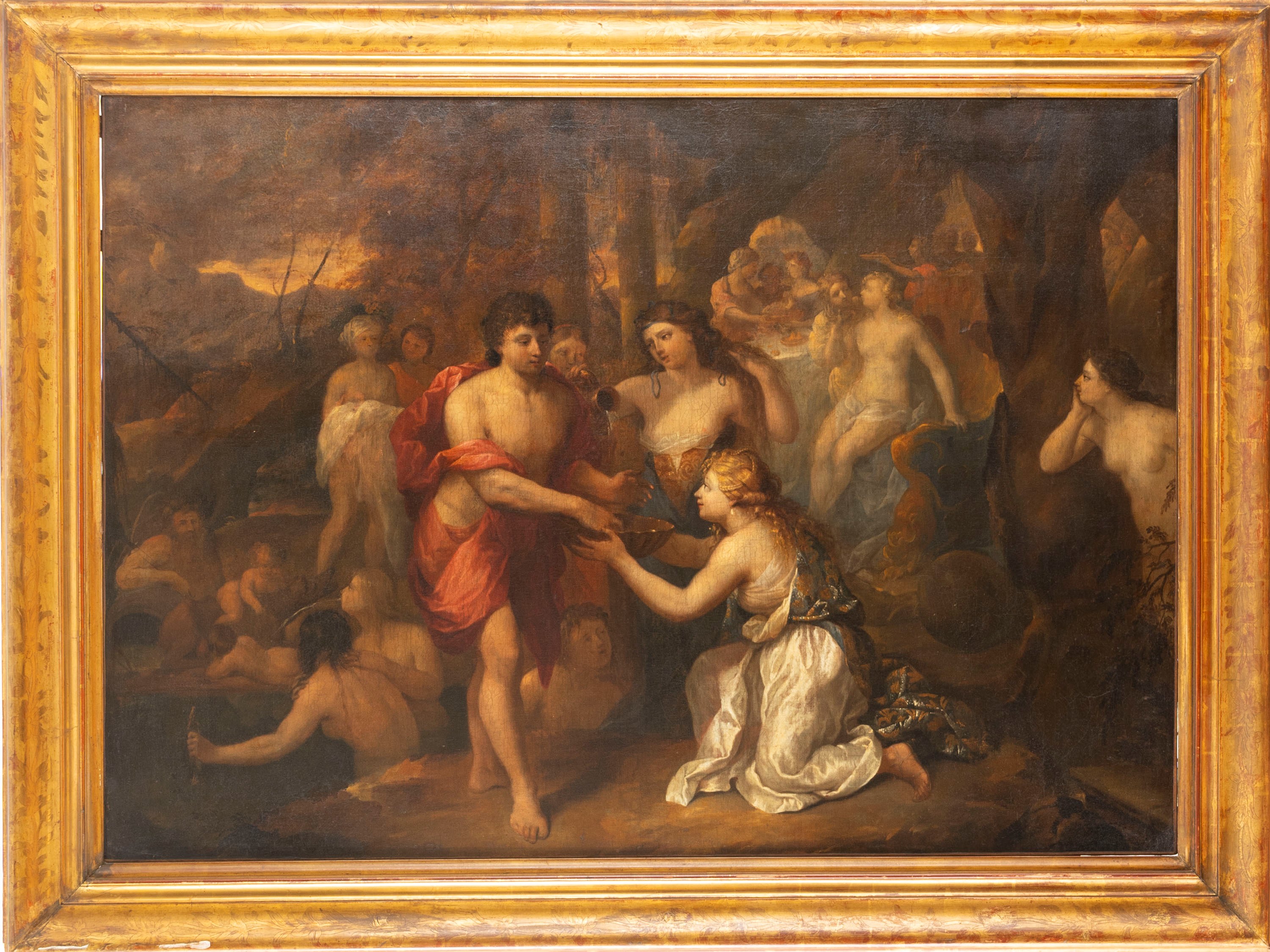 Scuola Francese, Fine Secolo XVII - Inizi Secolo XVIII - Scena mitologica, olio su tela