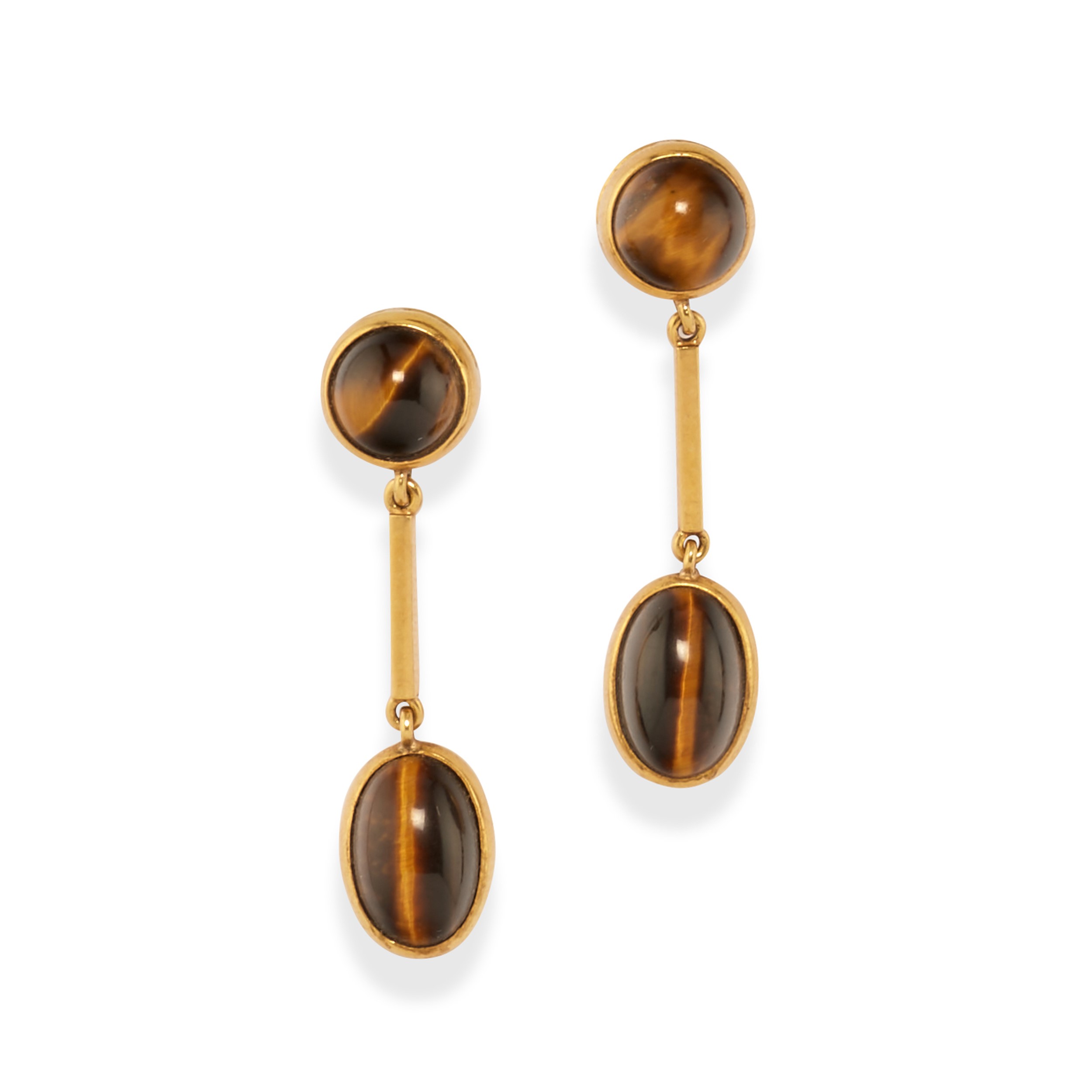 Lotto di gioielli in oro giallo 14k e 18k con occhio di tigre