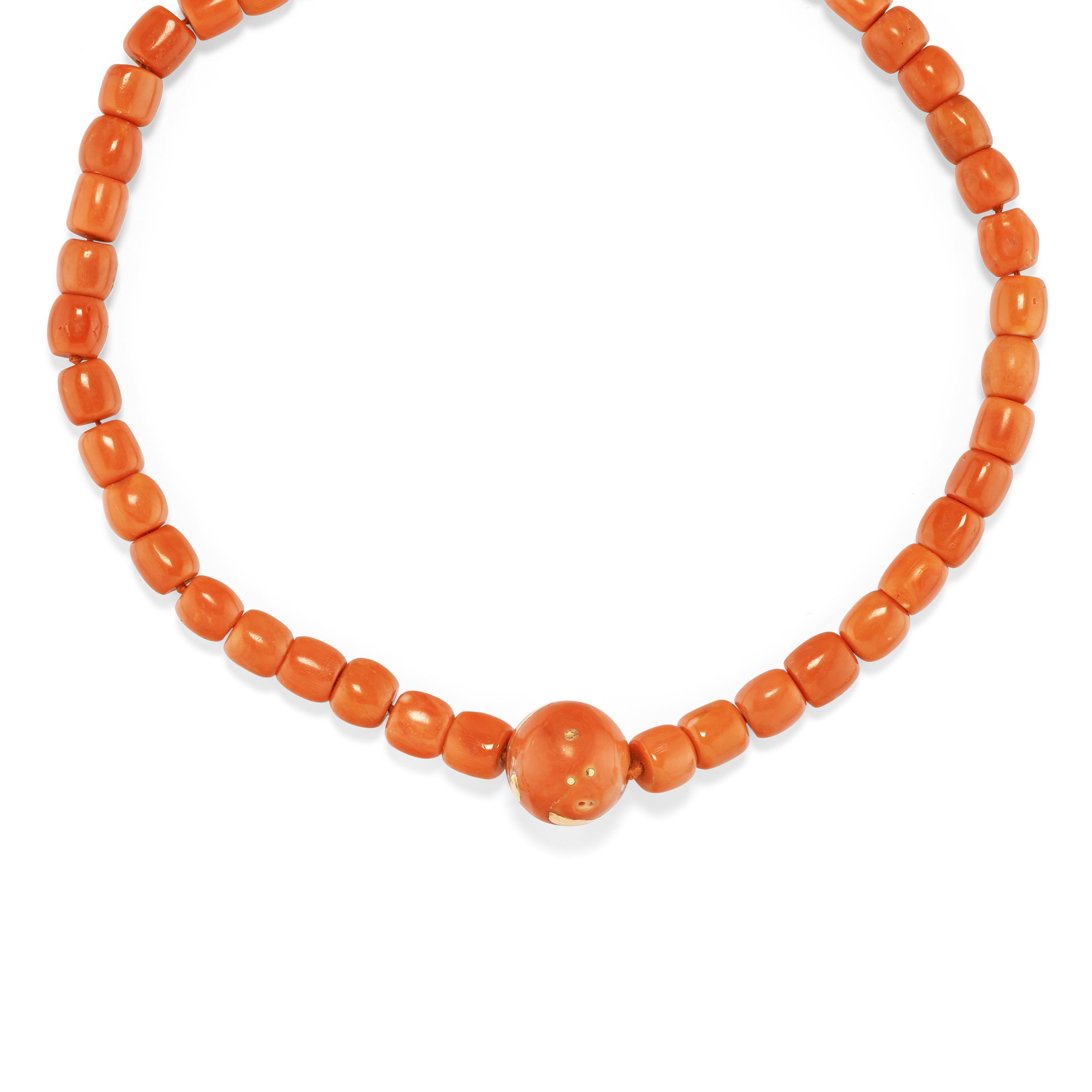 Collana e bracciale in corallo, oro giallo 18k e argento con diamanti
