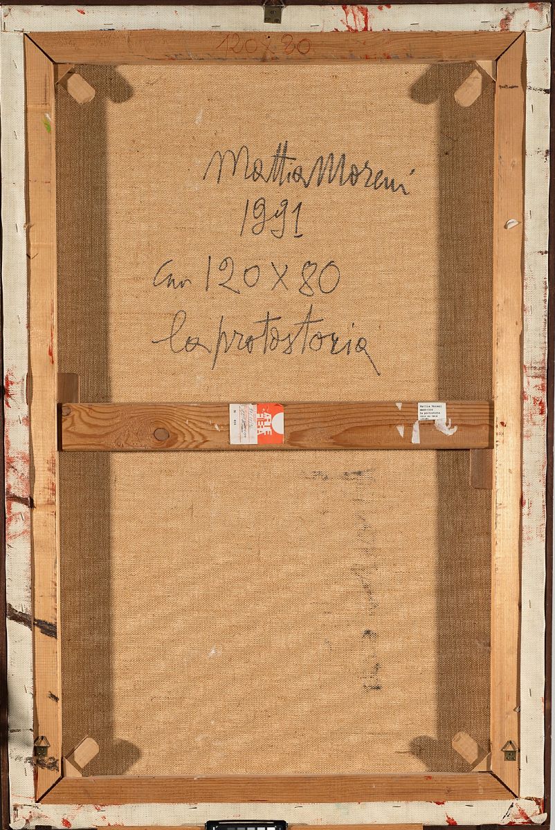 Mattia Moreni - La protostoria, olio su tela, 1991