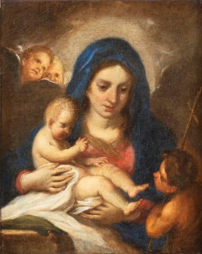 Autore Ignoto, Madonna con Bambino e San Giovannino, olio su tela