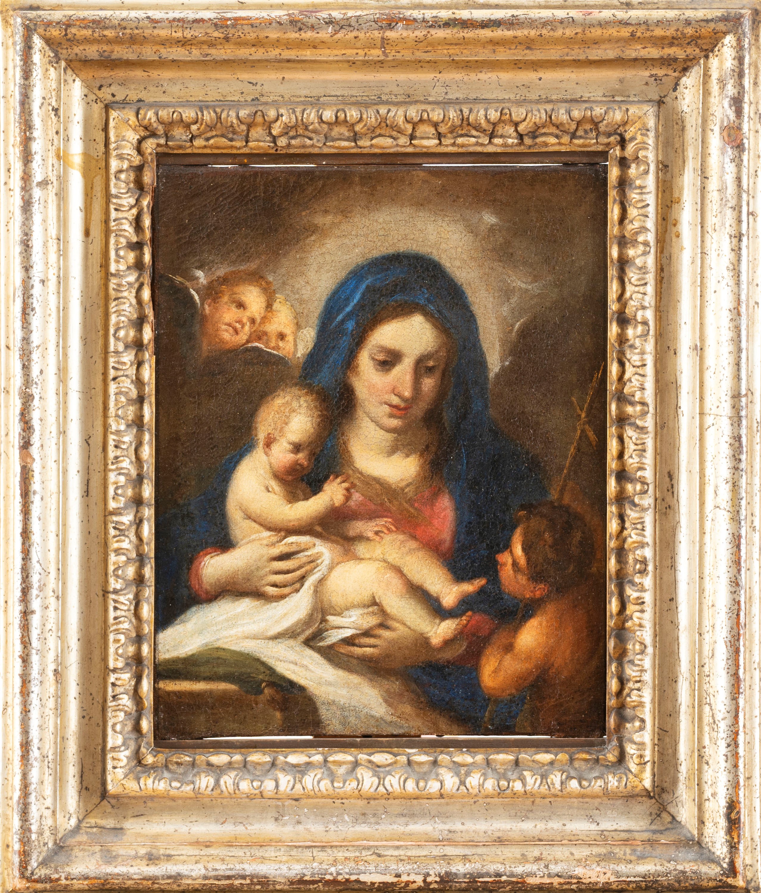 Scuola Romana, Secolo XVIII - Autore Ignoto, Madonna con Bambino e San Giovannino, olio su tela