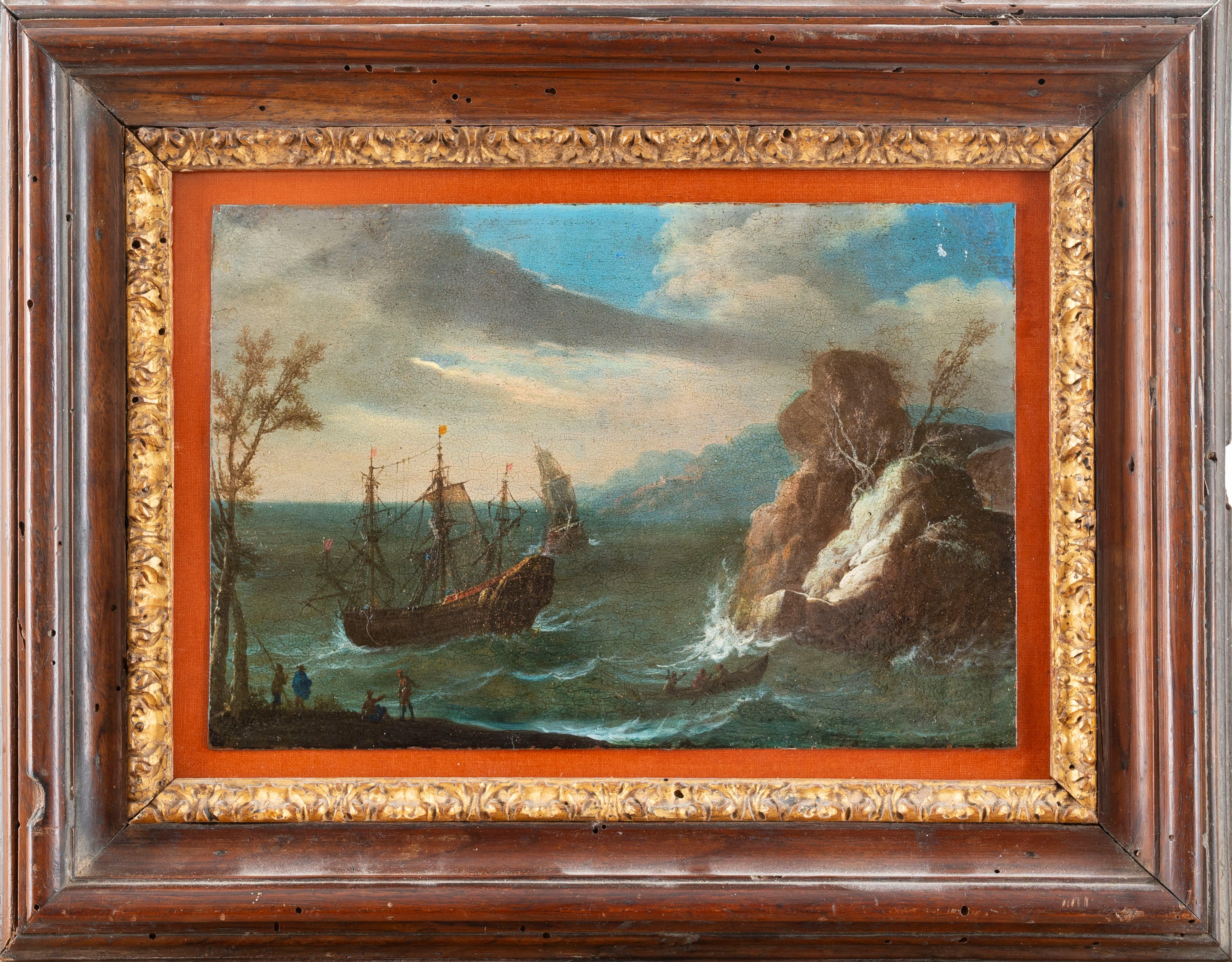 Attribuito a Matthieu Van Plattenberg (anversa 1608 - Parigi 1660) - Autore Ignoto, Marina in tem...