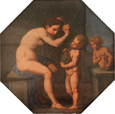 Toeletta di Venere, olio su tavola ottagonale