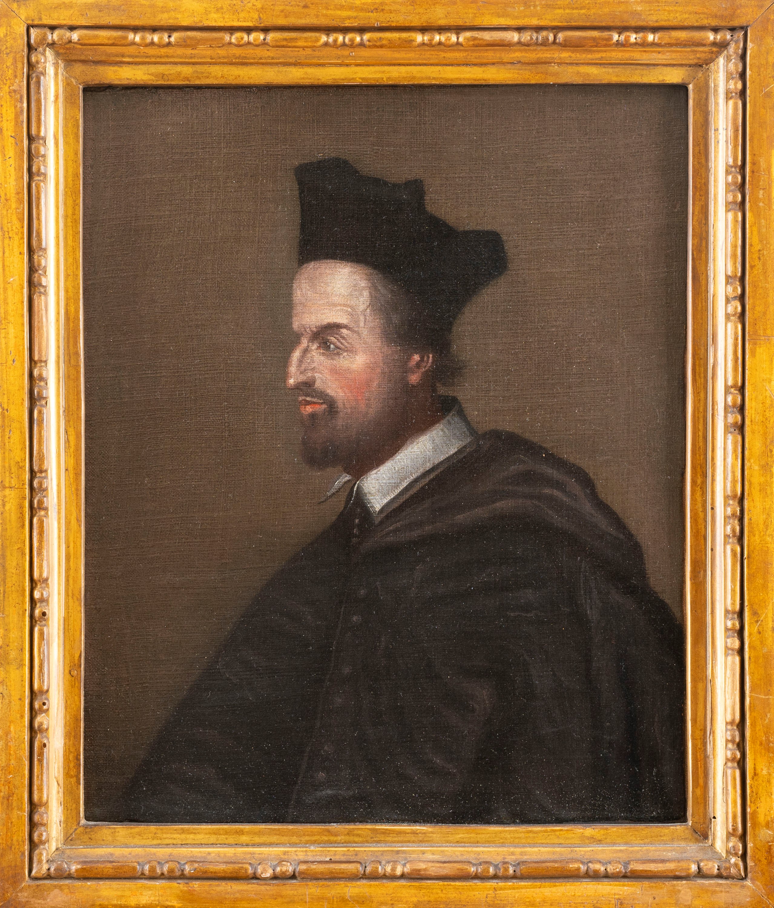 Scuola Francese, Secolo XVII - Autore sconosciuto, Ritratto di Cornelio Giansenio a mezzo busto d...