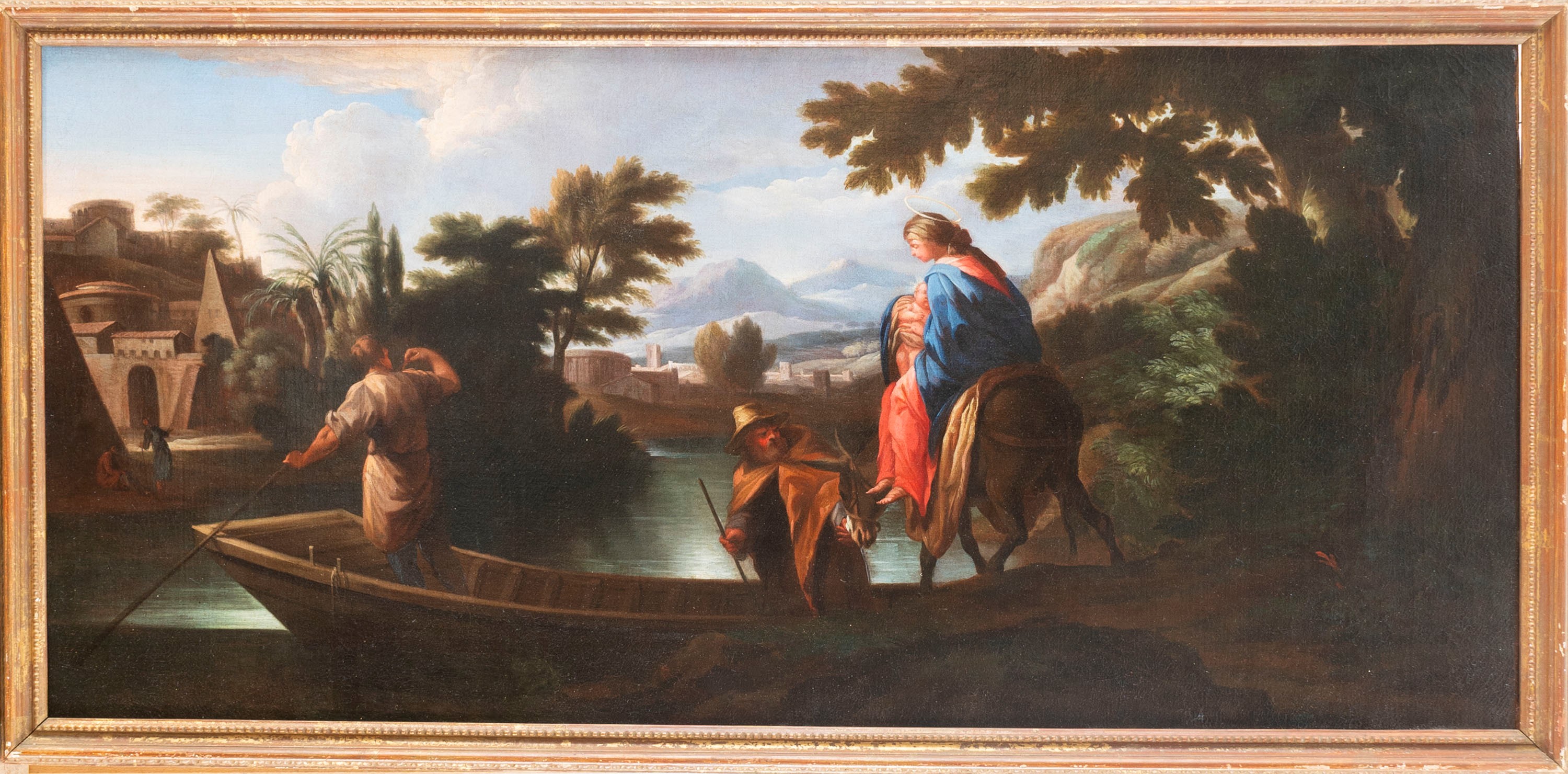 Scuola Romana, Secolo XVII - Autore anonimo, Fuga in Egitto, olio su tela