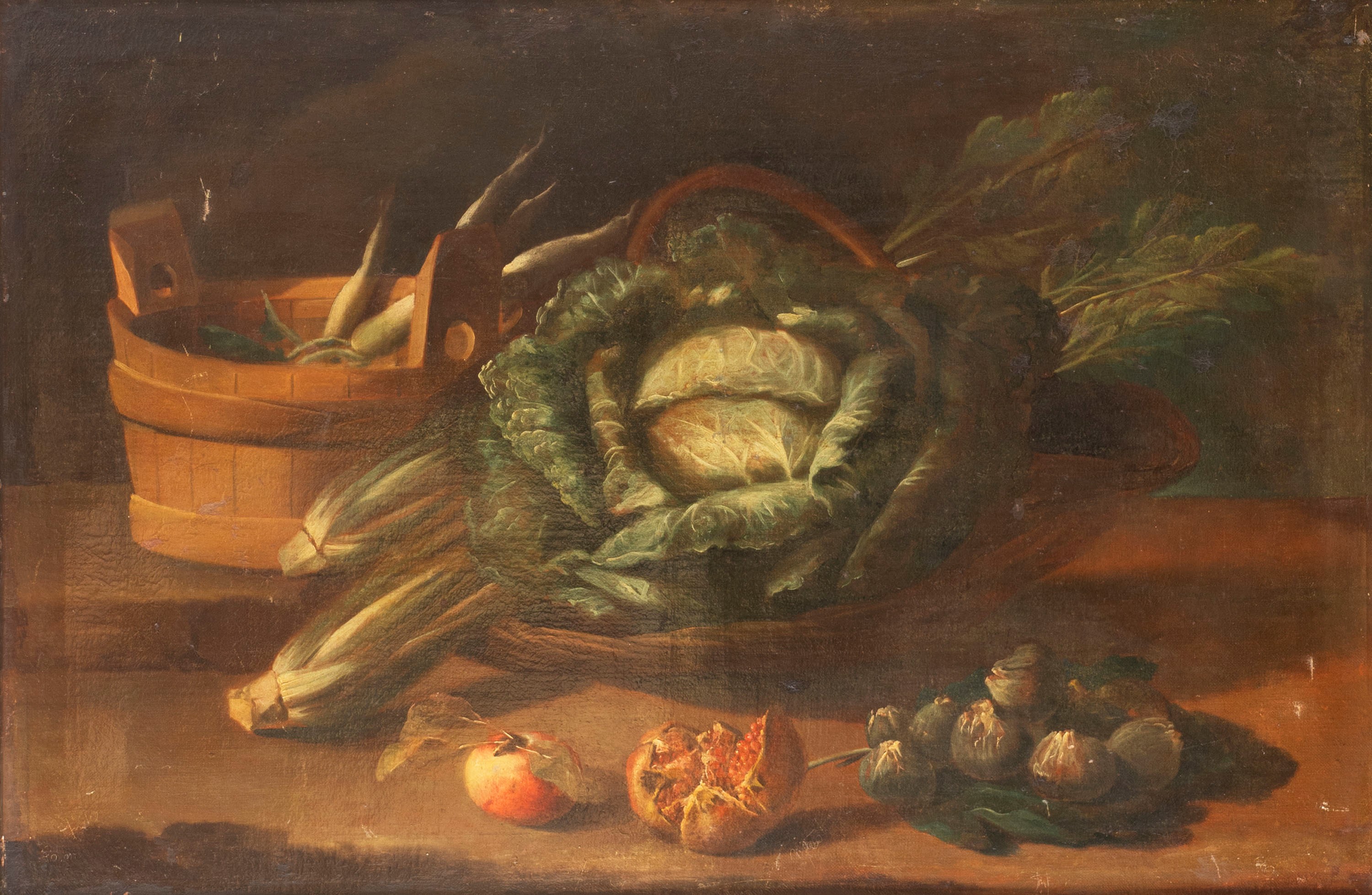 Scuola Emiliana, Fine Secolo XVIII - Autore sconosciuto, Due nature morte in un interno di cucina...