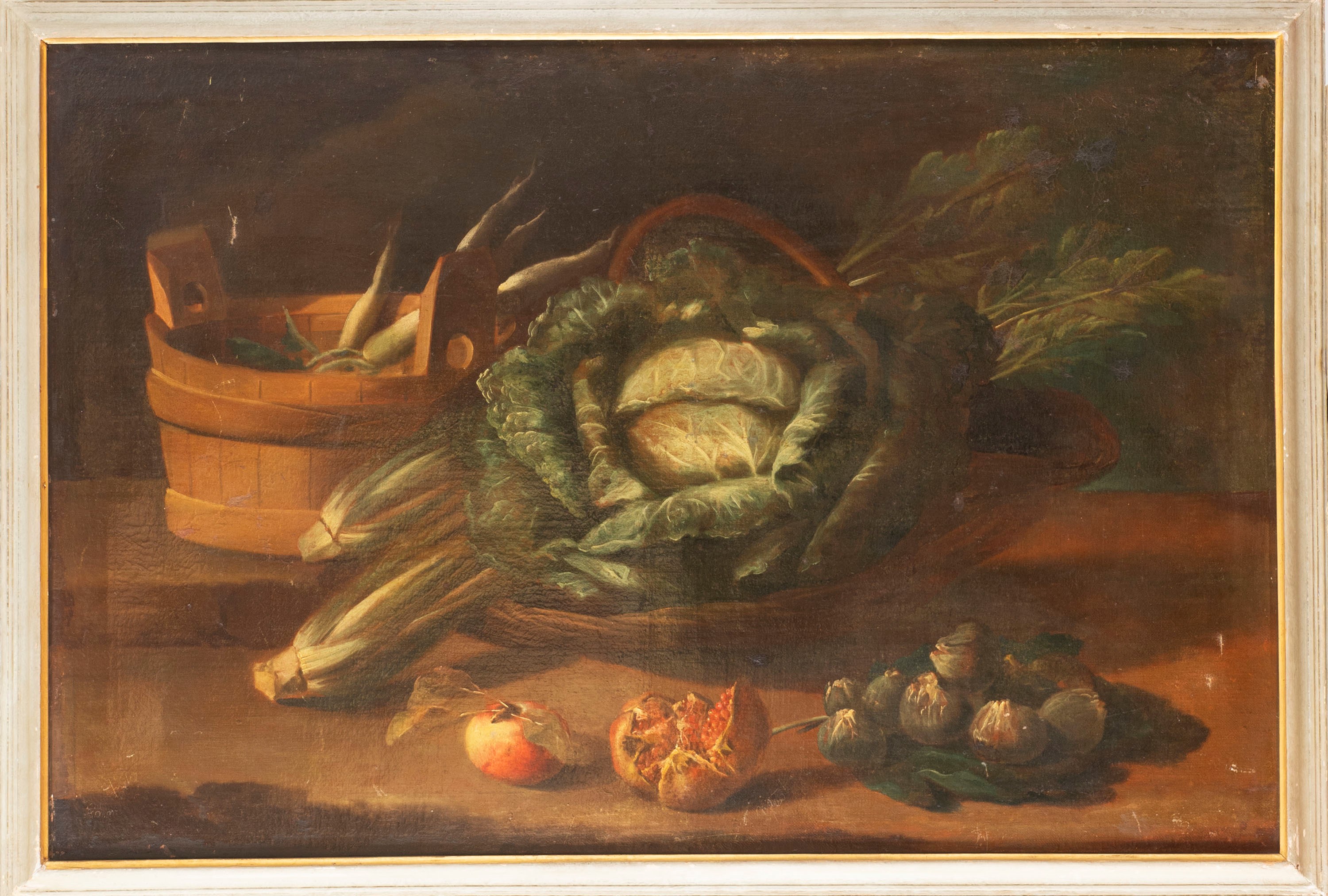 Scuola Emiliana, Fine Secolo XVIII - Autore sconosciuto, Due nature morte in un interno di cucina...