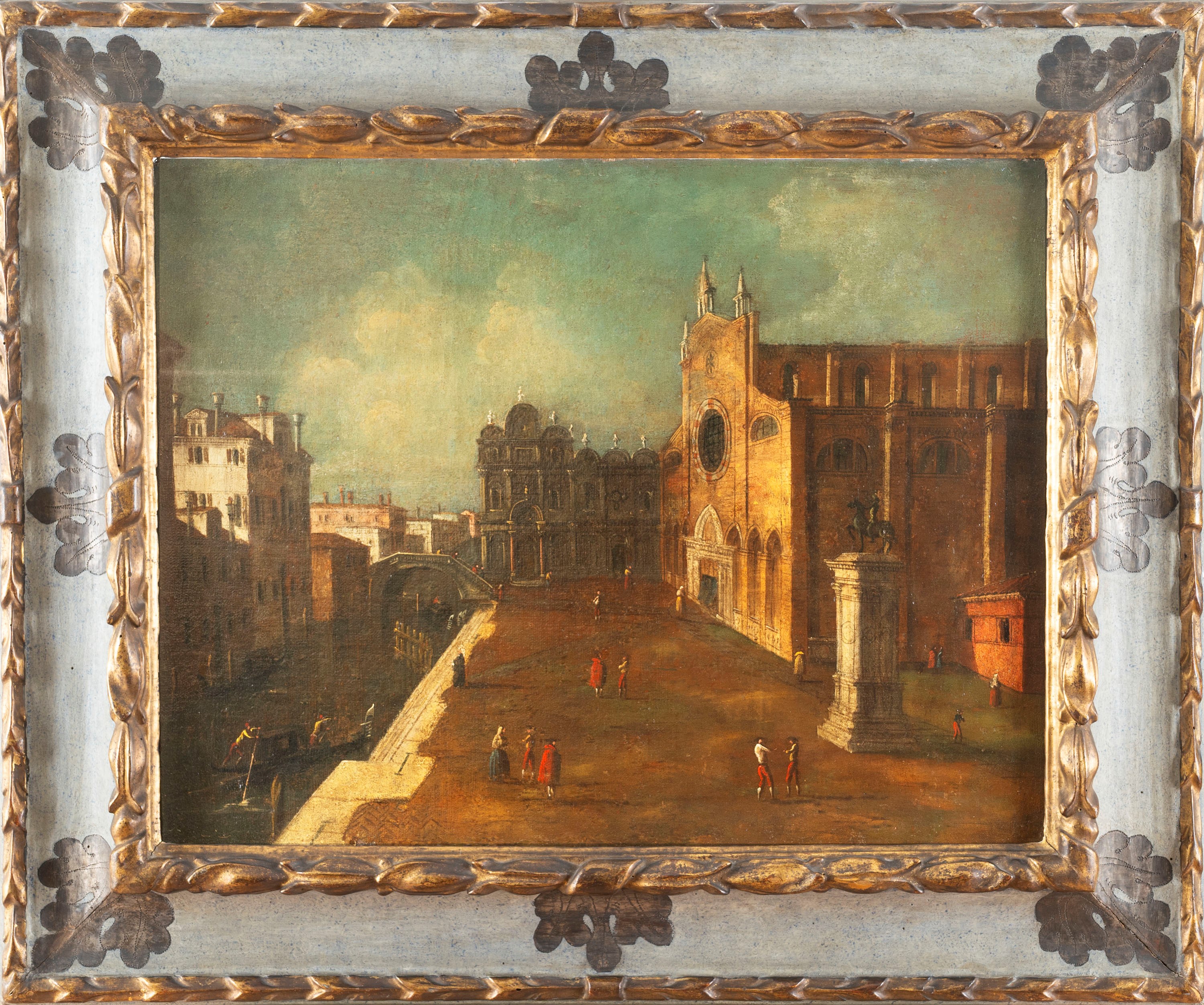 Maniera di Antonio Canal, Detto il Canaletto - Autore ignoto, Due vedute di Venezia, olio su tela