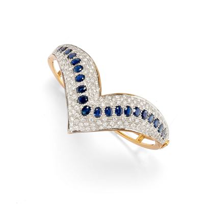 Bracciale in oro bicolore 18k con zaffiri e diamanti