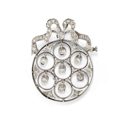 Spilla-pendente in oro bianco 18k con diamanti