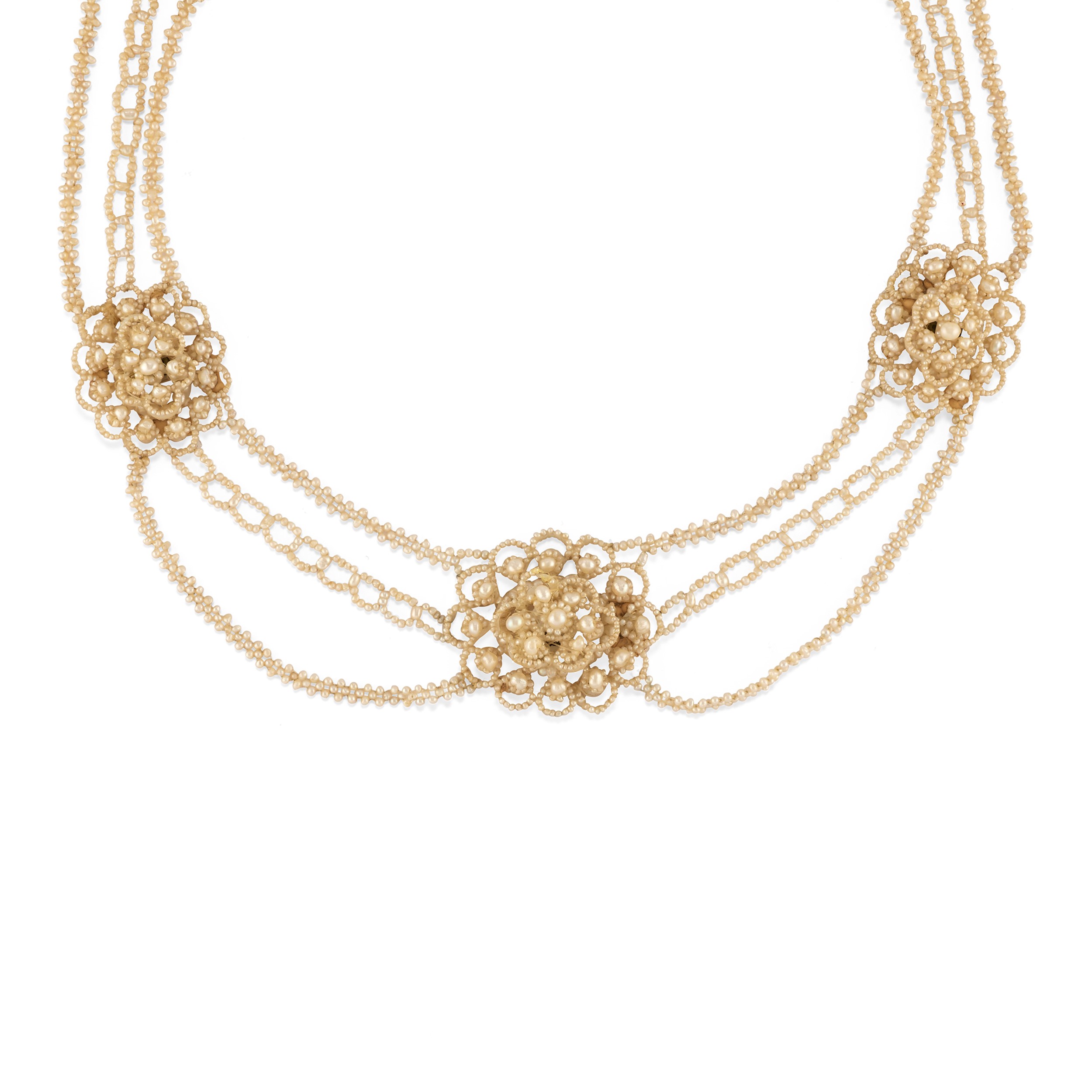 Demi-parure in argento con microperle, composta da collana e bracciale
