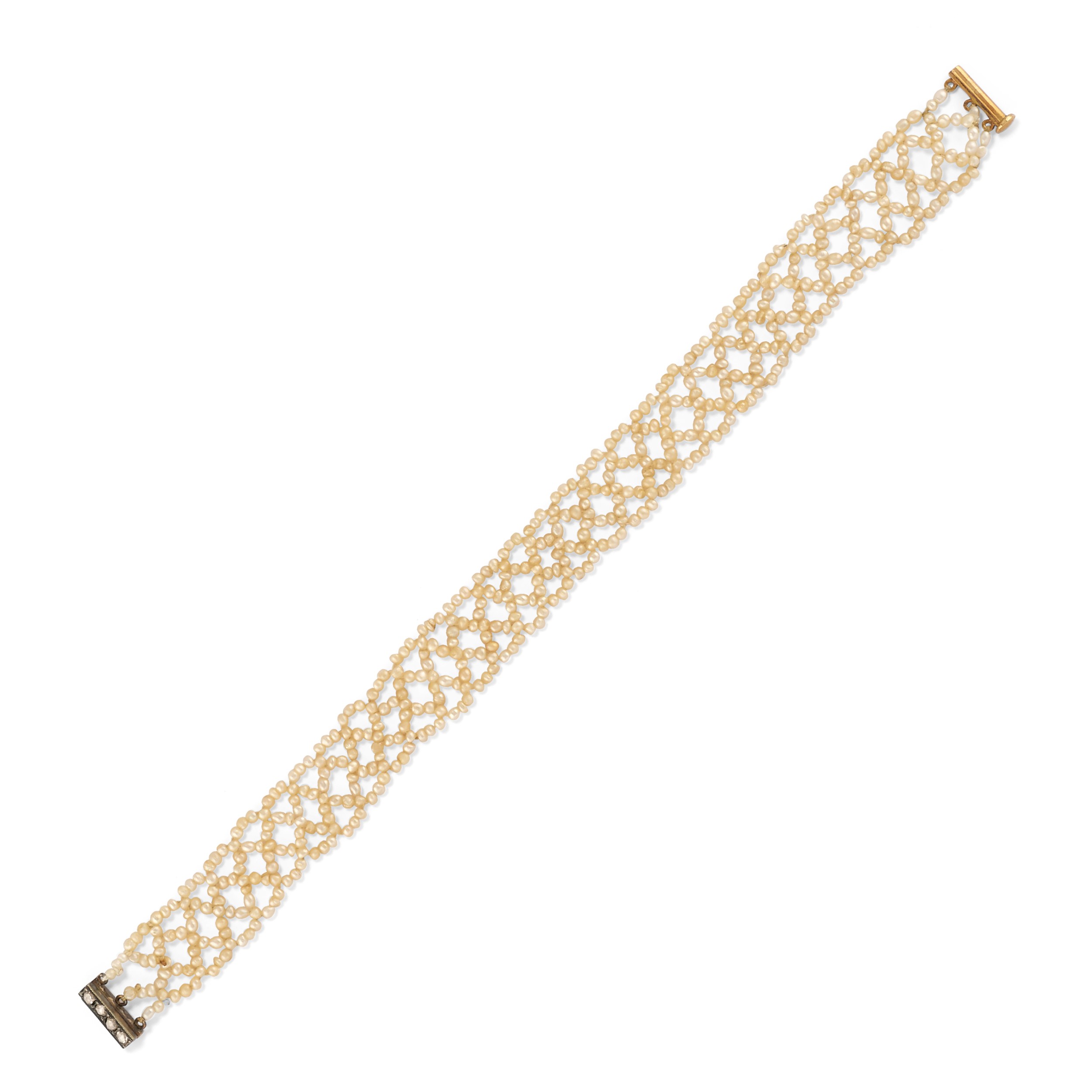 Demi-parure in argento con microperle, composta da collana e bracciale