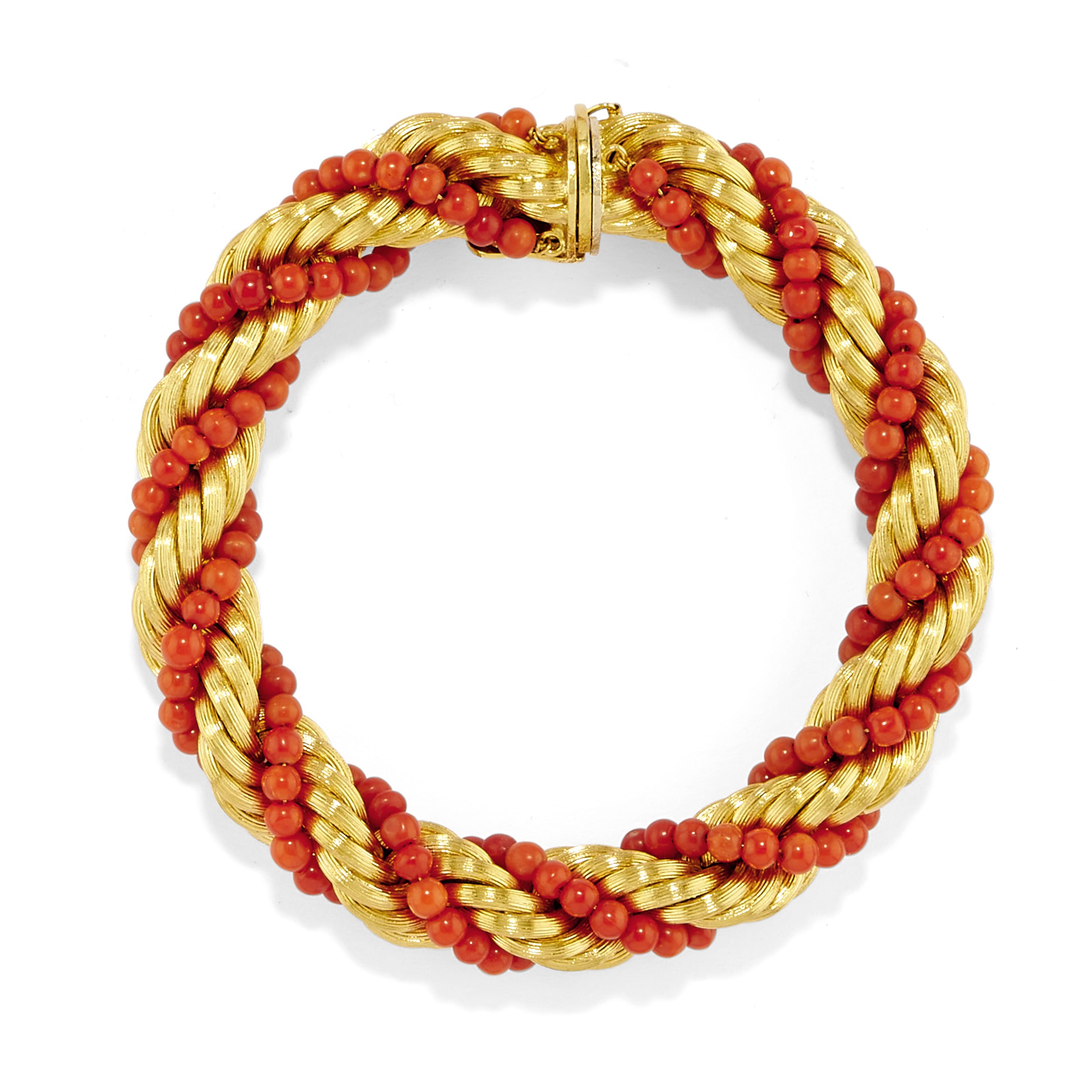 Demi parure in oro giallo 18k con corallo arancione