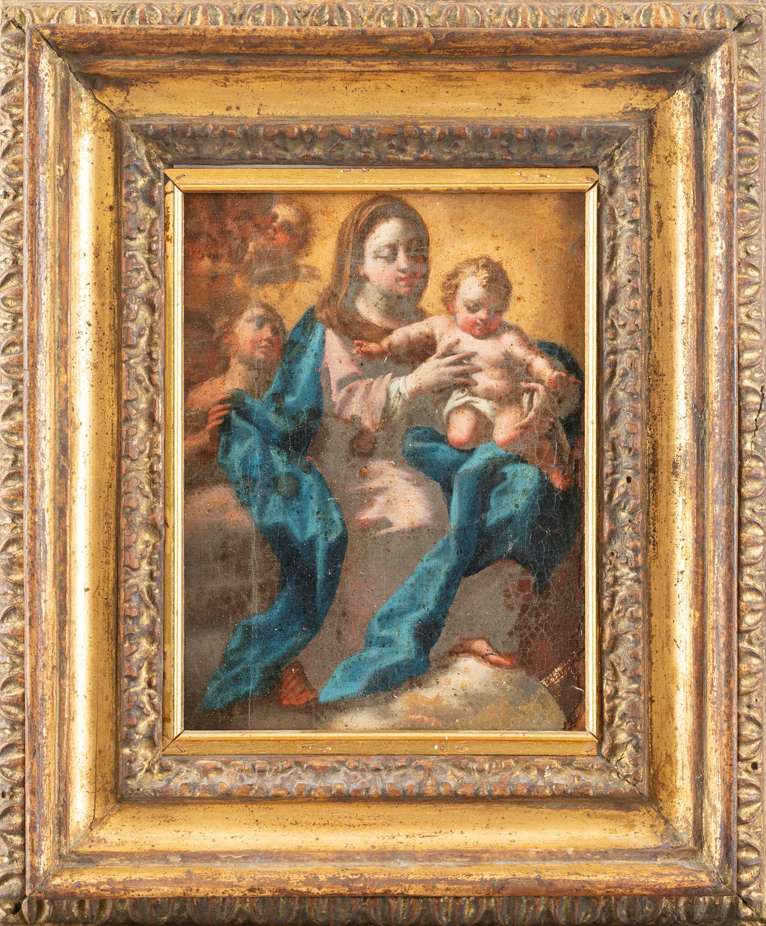 Scuola Romana, Secolo XVII - Madonna con Bambino e angeli, olio su tela