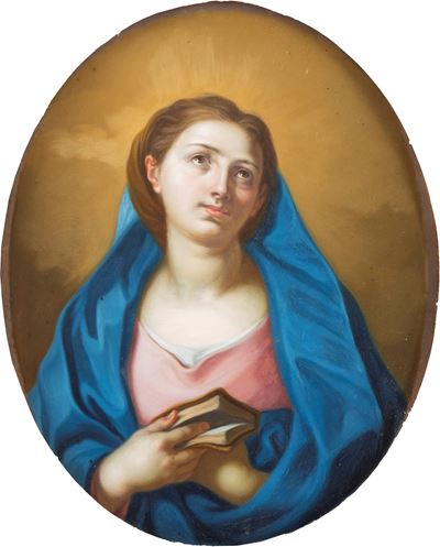 Madonna in preghiera, olio su rame ovale