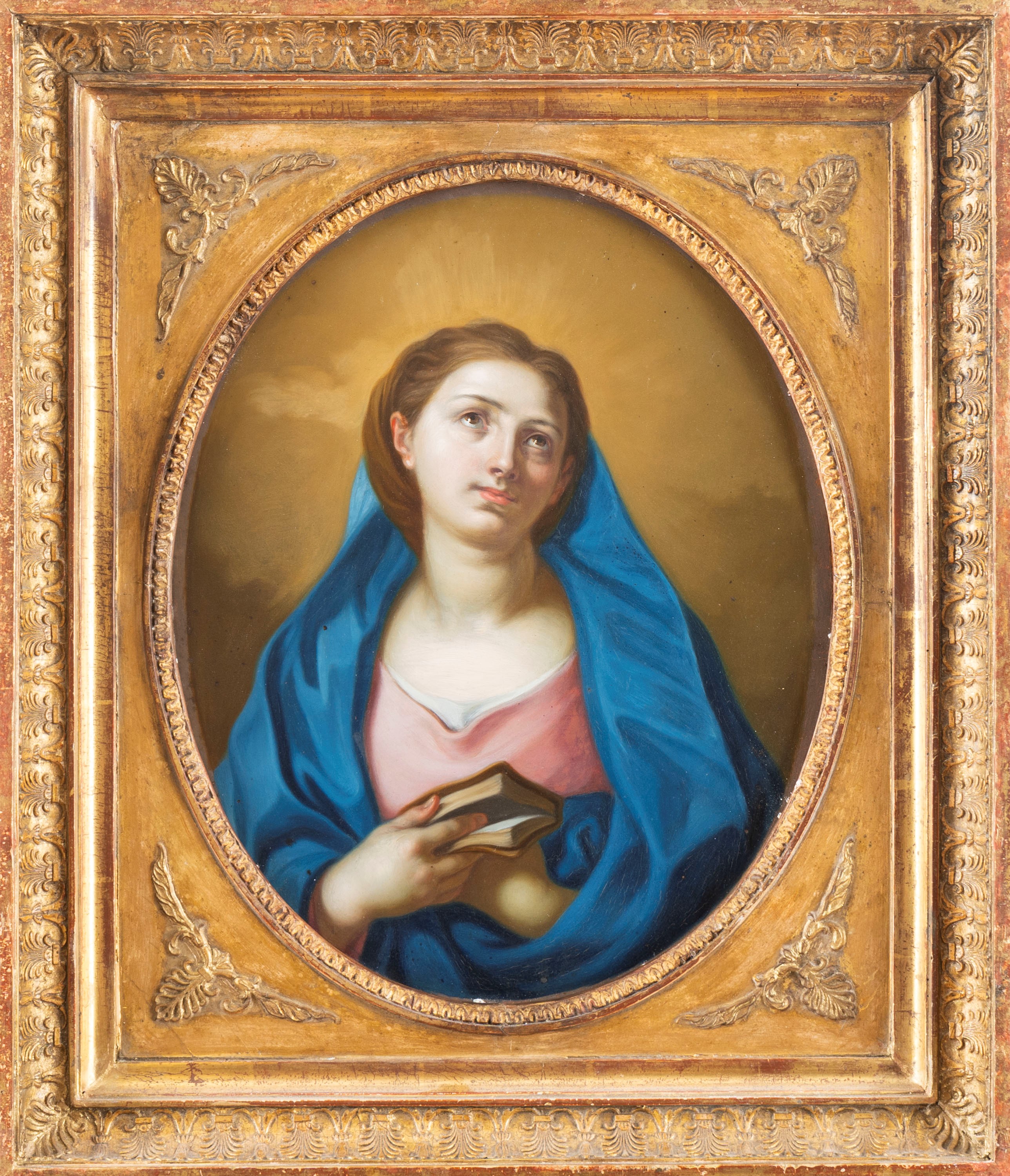 Francesco Solimena - Madonna in preghiera, olio su rame ovale