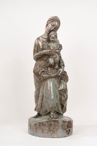 Madonna con Bambino in Terracotta Smaltata, Secolo XX