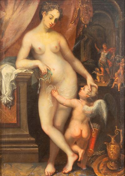 Anonimo, Venere, Marte e Cupido, olio su tela