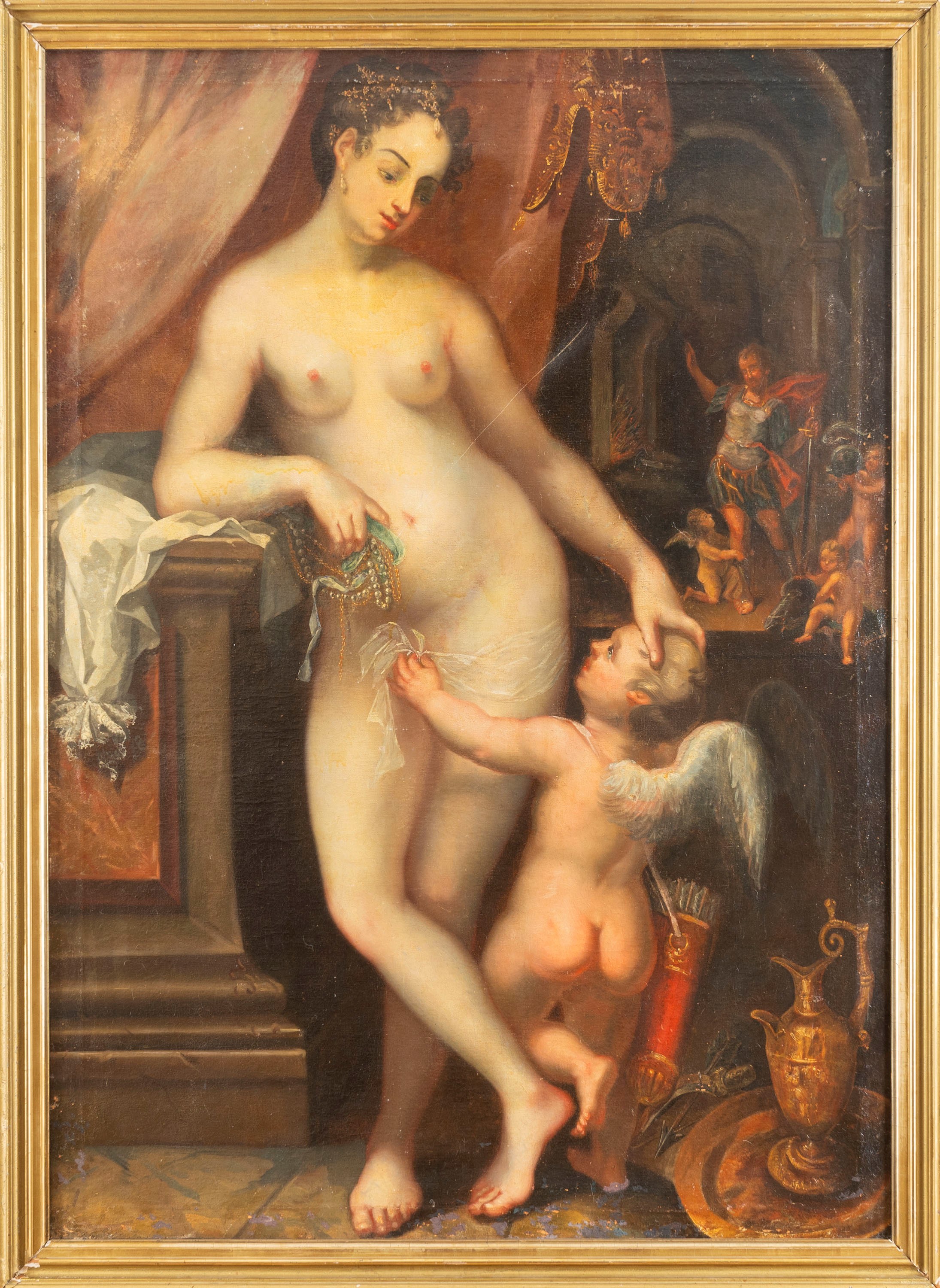 Scuola Fiamminga, Fine Secolo XVI - Inizi Secolo XVII - Anonimo, Venere, Marte e Cupido, olio su ...