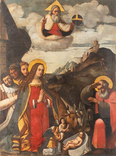 Autore Non Identificato, Adorazione dei Pastori, olio su tela applicato su tavola