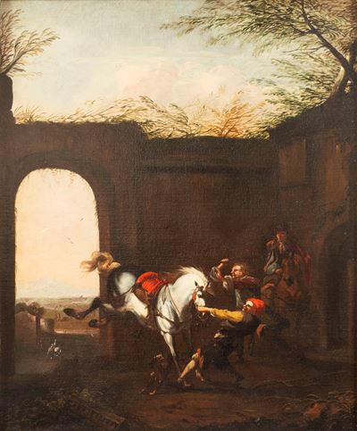 Pieter van Bloemen, Cavallo imbizzarrito, olio su tela