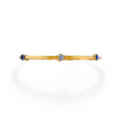 Bracciale in oro giallo 18k con zaffiri ovale cabochon