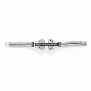 A platinum, diamond and sapphire bracelet, Chaumet