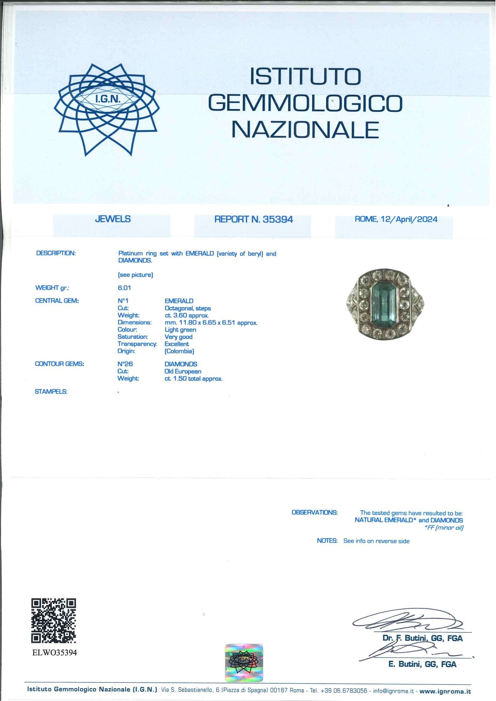 Anello con Smeraldo