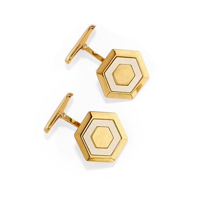 Polsini in oro bicolore 18k, forma esagonale