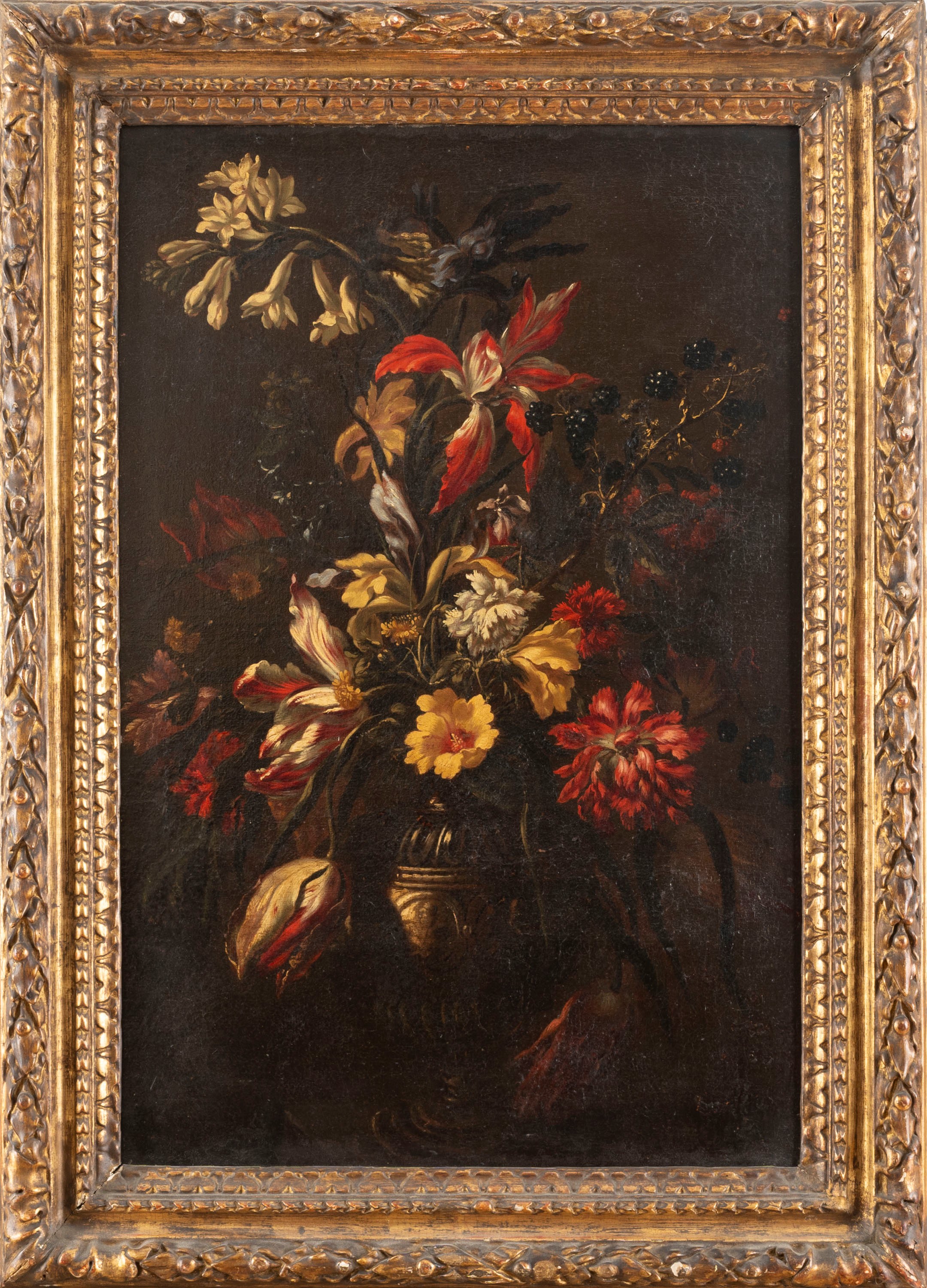 Ambito di Francesco Caldei - Vaso di Fiori con Tulipani e Garofani