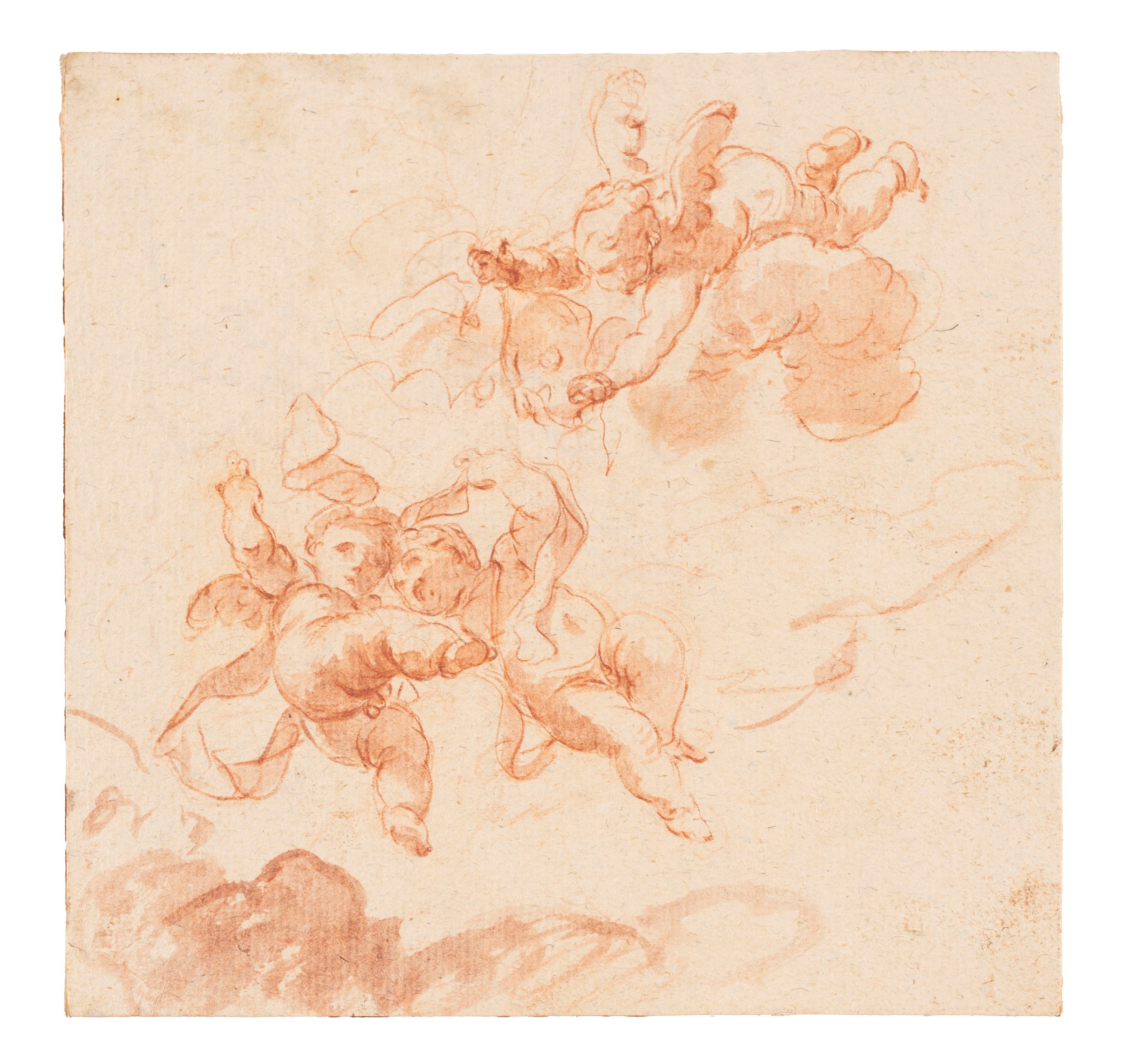 Giovanni Antonio Pellegrini, Tre putti in volo e Giuseppe Angeli, Due putti
