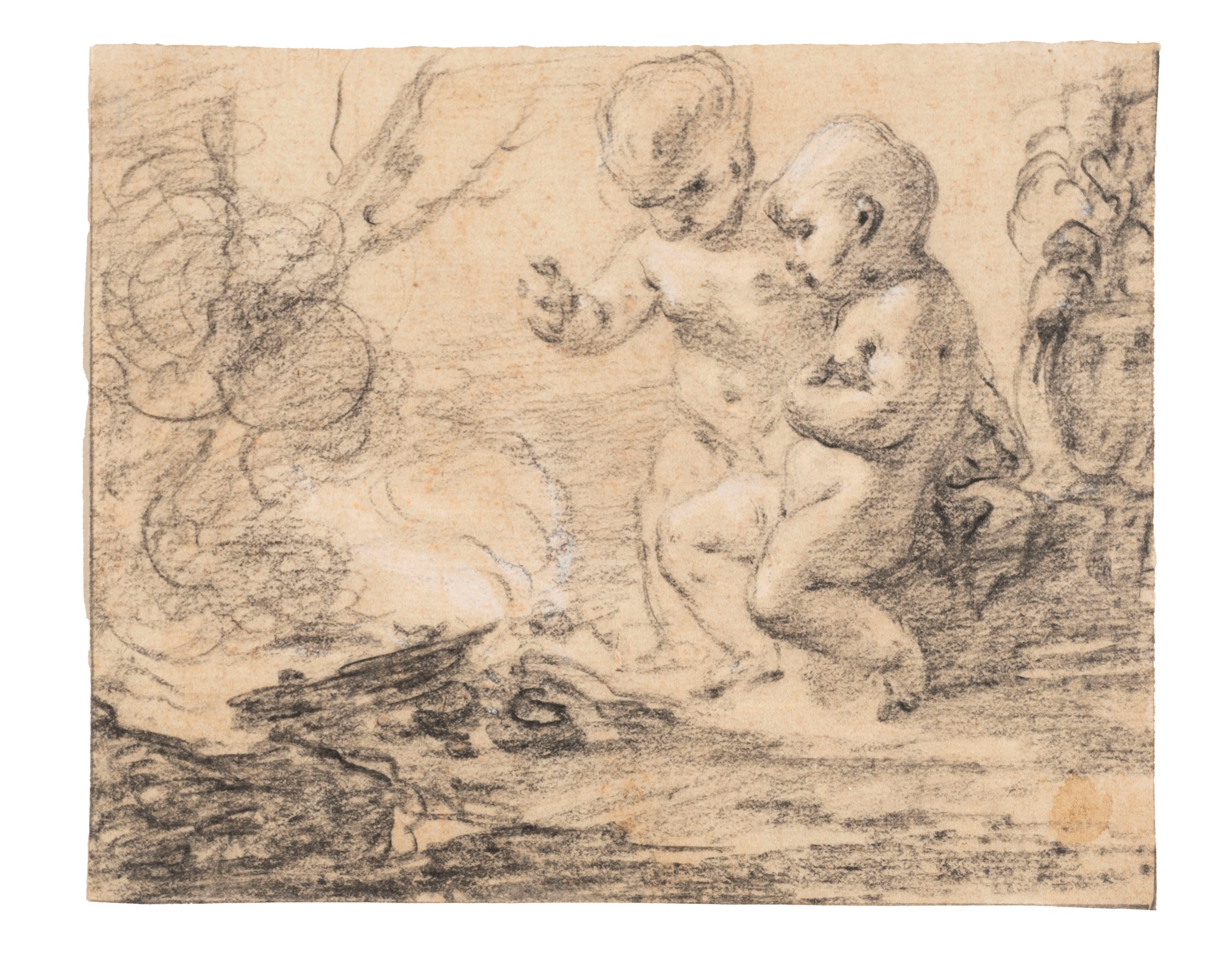 Giovanni Antonio Pellegrini, Tre putti in volo e Giuseppe Angeli, Due putti